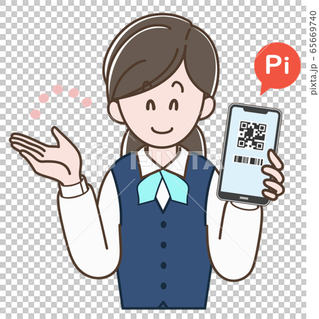 スマホ決済の案内をする制服の女性 スマホ決済の案内をする制服の女性 65669740