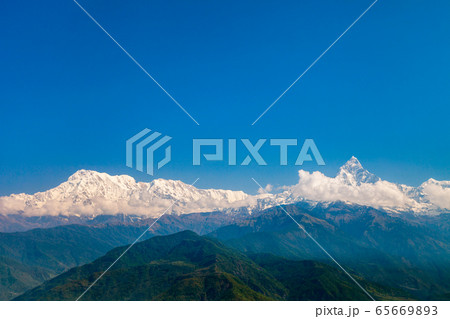 Annapurna mountains aerial panoramic view, Pokhara 65669893