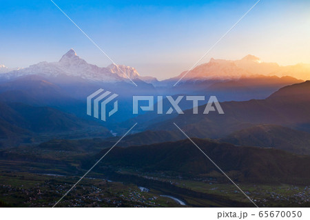 Annapurna mountains aerial panoramic view, Pokhara Annapurna mountains aerial panoramic view, Pokhara 65670050