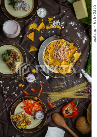 Mexican food mix colorful background Mexico 65670255