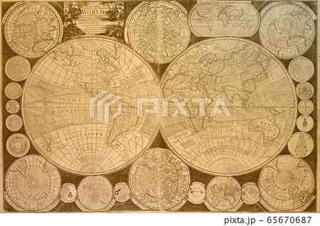 Antique World Map vintage background Antique World Map vintage background 65670687