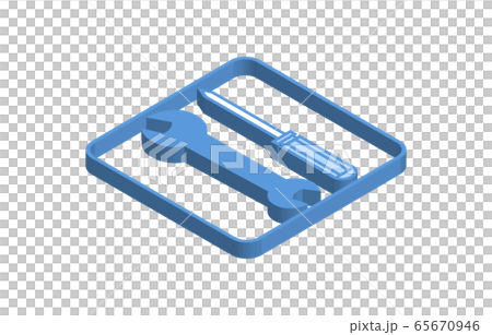 スパナとドライバーの青いアイソメトリックアイコンイラスト 65670946