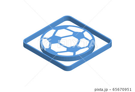 サッカーボールの青いアイソメトリックアイコンのイラスト素材