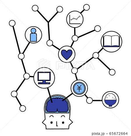 脳内イメージ 思考整理 人工知能 頭脳 デジタル ワーキングメモリ のイラスト素材