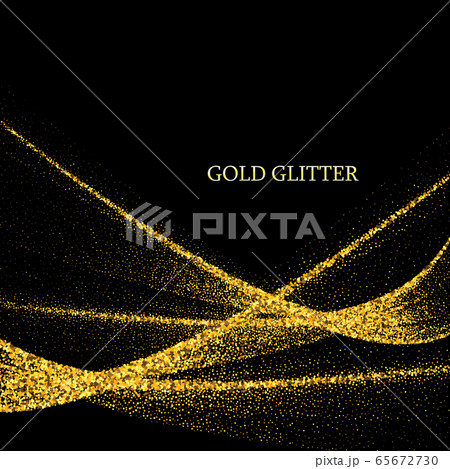 Gold glittering stars dust trail sparkling particles on black background. Space comet tail. Vector illustration eps10 65672730
