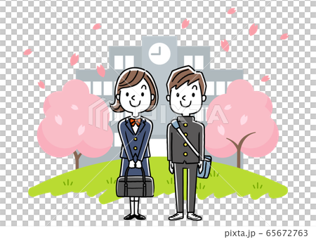 イラスト素材：学生、入学、卒業 65672763