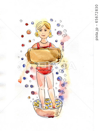 Girl with big soap, children illustration, vector 65672830