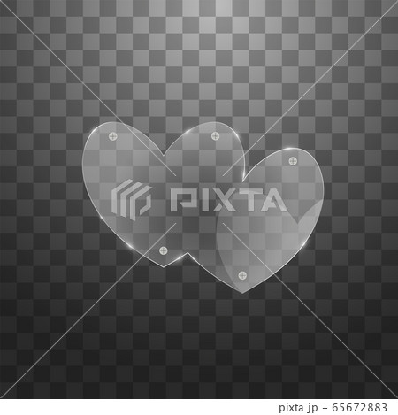Vector modern glass two hearts on sample background. Eps10 Vector modern glass two hearts on sample background. Eps10 65672883