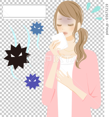 Woman with viral mold air pollution dirty air allergies 65673219