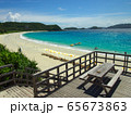 Landscape of tropical beach and wood decks  65673863