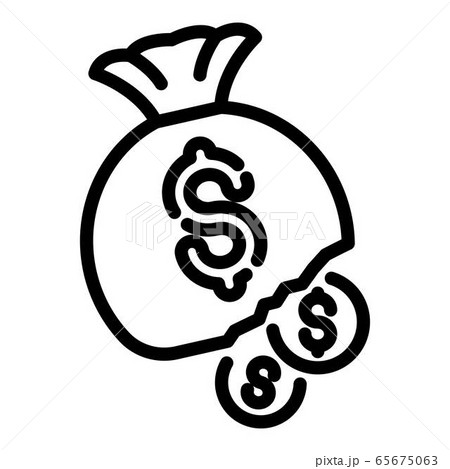 Bankrupt money bag icon, outline style Bankrupt money bag icon, outline style 65675063