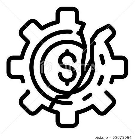 Cracked money wheel icon, outline style 65675064