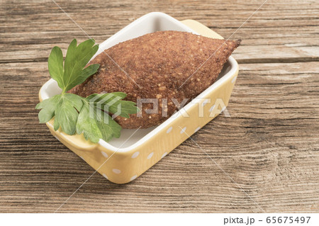 Turkish appetizer with meatball coated cracked 65675497