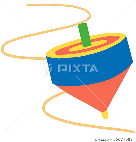 正月 おもちゃ 独楽回しのイラスト素材