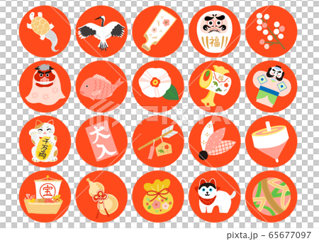 New Year lucky charm icon set 65677097