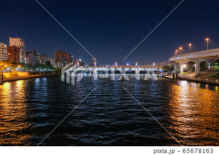 隅田川 夜景 隅田川橋梁 隅田川 夜景 隅田川橋梁 65678163