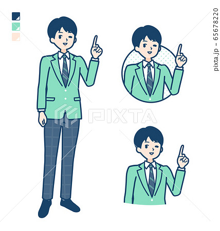 simple school boy Green Blazer_pointing-hand-sign 65678220