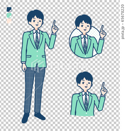 simple school boy Green Blazer_pointing-hand-sign 65678220