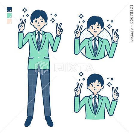 simple school boy Green Blazer_Peace-sign 65678221