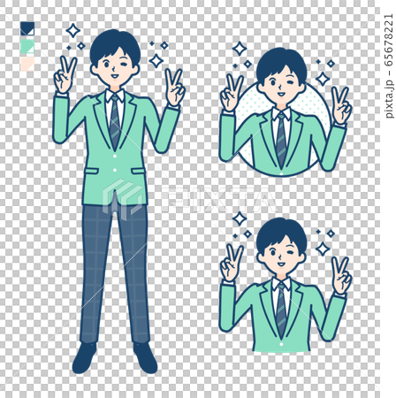 simple school boy Green Blazer_Peace-sign 65678221