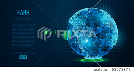 Abstract Earth planet vector wire frame concept. Holographic low poly, vector. Thanks for watching) 65678372