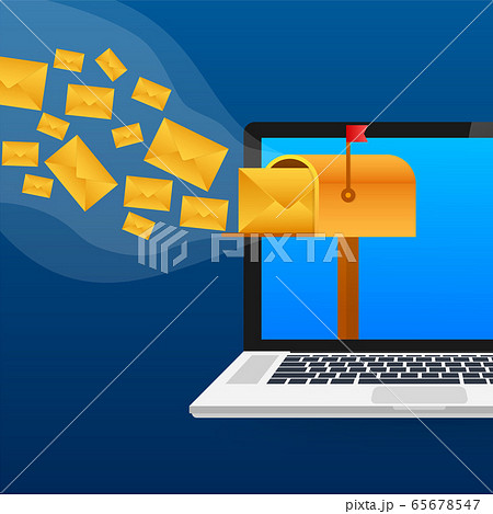 Envelope with a newsletter concept. Open message with the document. Subscribe to newsletter concept. Vector stock illustration. 65678547