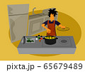 a guy cooking soup in the kitchen 65679489