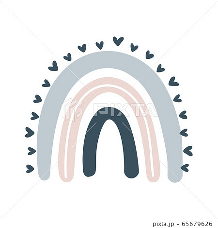 Cute vector rainbow with heart in scandinavian style isolated on white background for kids. Hand drawn cartoon illustration for posters, prints, cards, fabric, children books, interior design 65679626