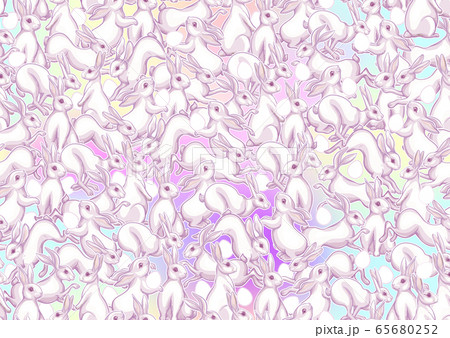 Seamless pattern with a hares, colored eggs for easter. 65680252