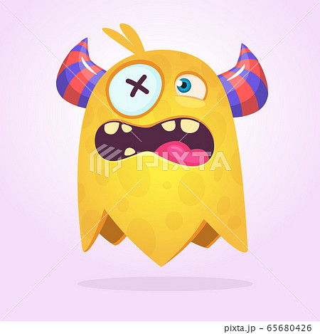 Funny cartoon flying monster. Vector illustration 65680426