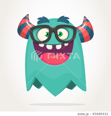 Happy cartoon monster wearing eyeglasses. Vector Happy cartoon monster wearing eyeglasses. Vector 65680432
