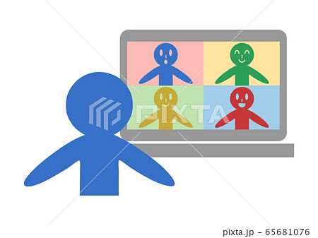 オンライン会議をする人 ノートパソコン イラスト オンライン会議をする人 ノートパソコン イラスト 65681076