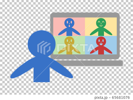 オンライン会議をする人 ノートパソコン イラスト オンライン会議をする人 ノートパソコン イラスト 65681076