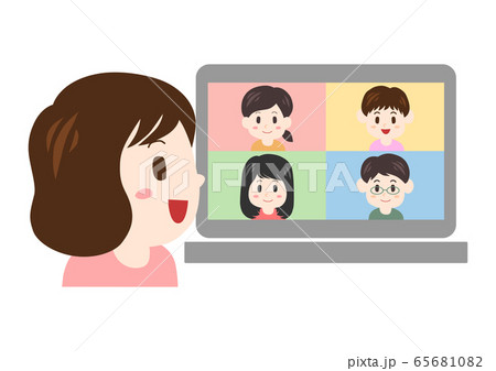 オンライン会議をする女性 イラスト 65681082