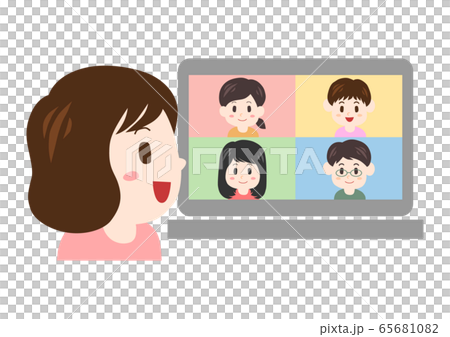 オンライン会議をする女性 イラスト 65681082