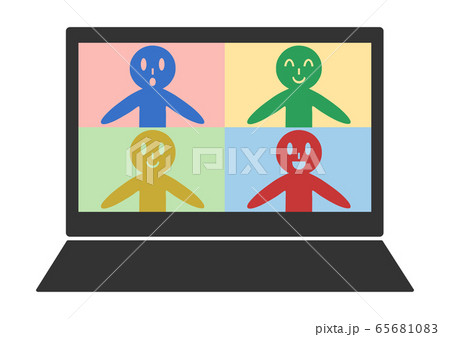 オンライン会議 ノートパソコン画面 イラスト オンライン会議 ノートパソコン画面 イラスト 65681083