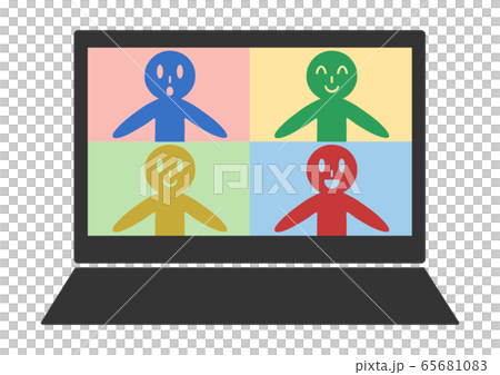Online meeting laptop screen illustration 65681083