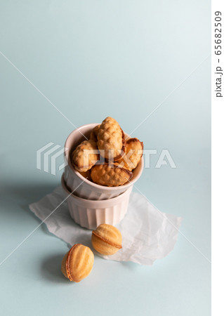 Homemade shortbread cookies with copyspace on a 65682509