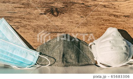 Types of masks for Coronavirus mask wearing: Different PPE protection for COVID-19 : reusable homemade cloth wear, disposable medical mask, n95 respirator for healthcare workers banner background Types of masks for Coronavirus mask wearing: Different PPE protection for COVID-19 : reusable homemade cloth wear, disposable medical mask, n95 respirator for healthcare workers banner background 65683306