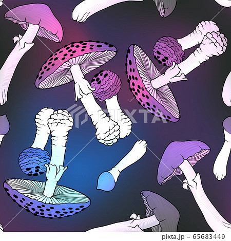 Seamless pattern, background with miraculous, hallucinogenic plants 65683449