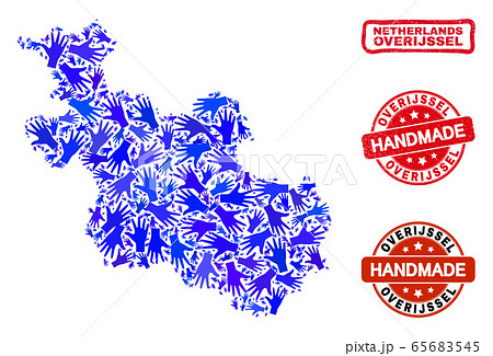 Hand Composition of Overijssel Province Map and Scratched Handmade Seals 65683545