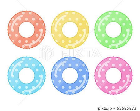 ドット柄の浮き輪のイラストのイラスト素材