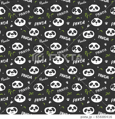 Cute Panda bear Seamless pattern. Cute Animals doodle, Hand drawn Cartoon Vector illustration. 65686416
