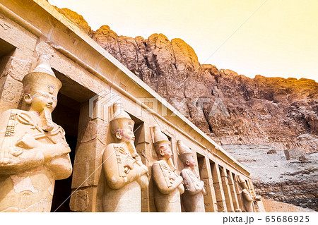 Hatchepsut Temple. The Tombs of the Nobles, located on the West Banks cliffs used to be where Elephantine islands governors. Egypt, Africa. Hatchepsut Temple. The Tombs of the Nobles, located on the West Banks cliffs used to be where Elephantine islands governors. Egypt, Africa. 65686925