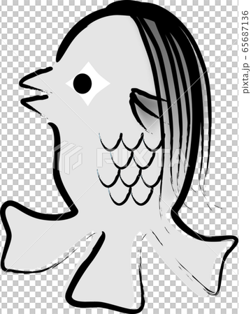 アマビエ（筆書き風） 65687136