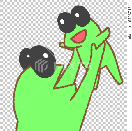 たかいたかいするカエル親子のイラスト素材