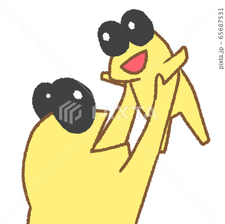 たかいたかいするカエル親子（黄色） 65687531
