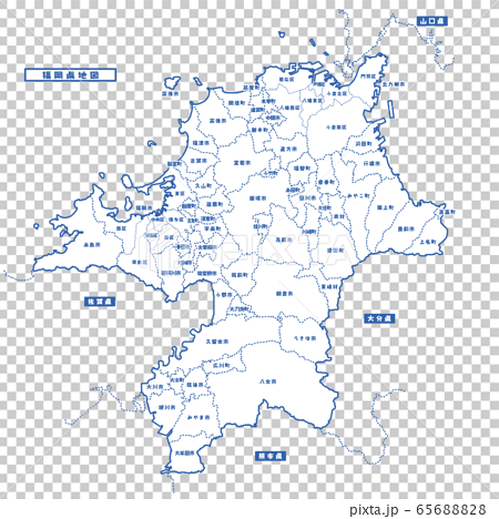 福岡県地図 シンプル白地図 市区町村 65688828