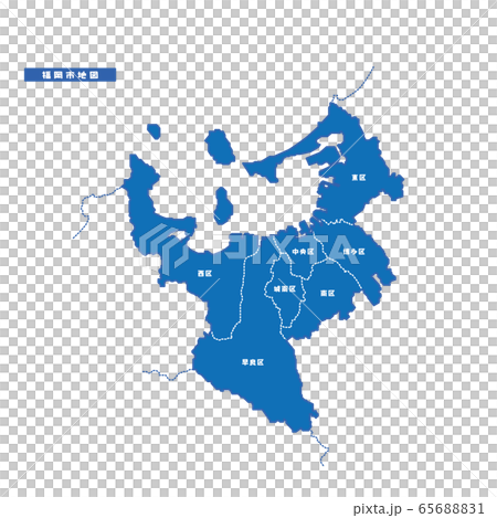 Fukuoka city map simple blue city 65688831