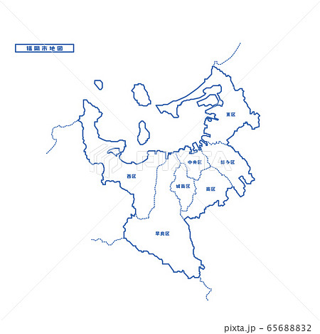 福岡市地図 シンプル白地図 市区町村のイラスト素材 6568